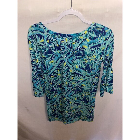 Lilly Pulitzer Womens Pullover Tunic Size XXS Blue Floral Flare Sleeve Party - Picture 8 of 12